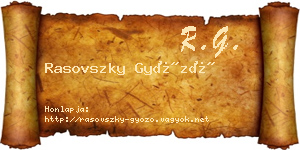 Rasovszky Győző névjegykártya