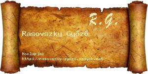 Rasovszky Győző névjegykártya